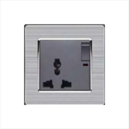 Bộ ổ cắm 3 chấu đa năng có công tắc và đèn báo cổ điển S2 series MÀU XÁM (C1B335)